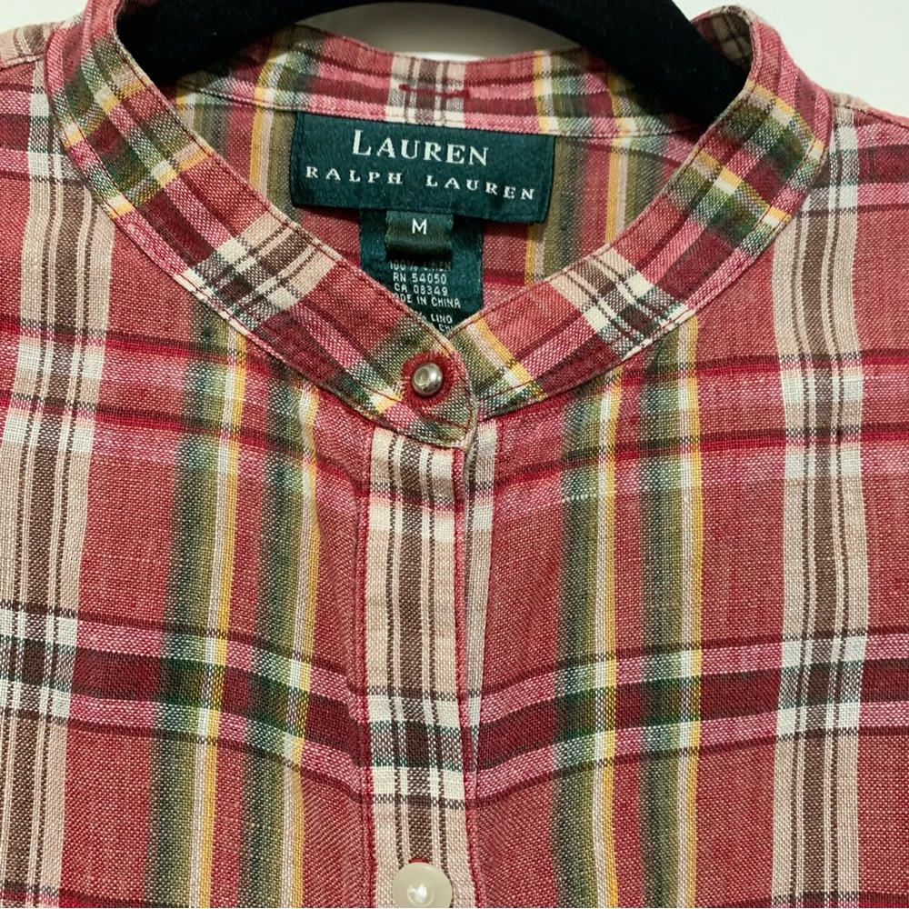 Lauren Ralph Lauren Linen woman shirt MEDIUM long sleeve or button fold up - Picture 3 of 6